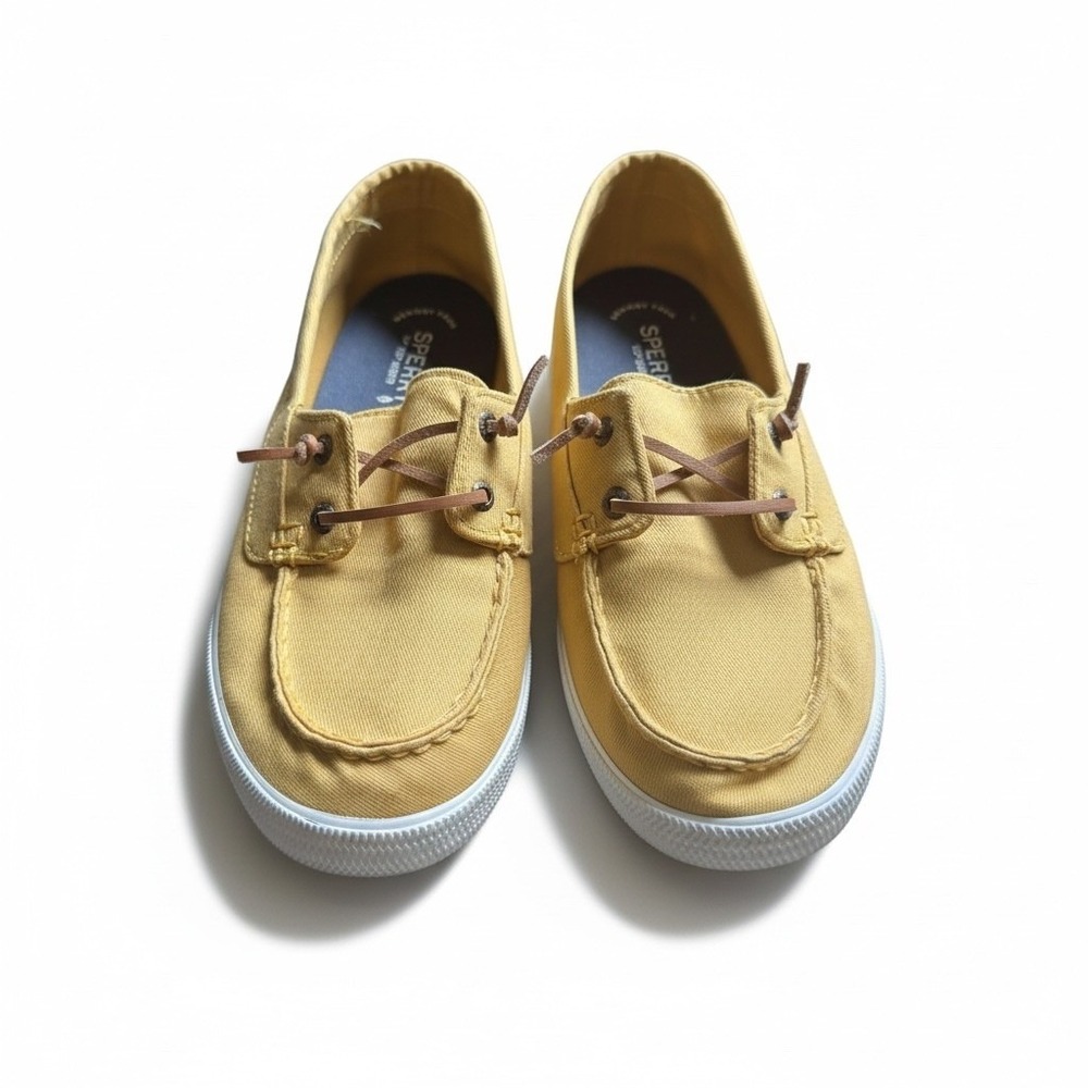Sperry Top-Sider Crest Vibe Mustard Yellow Canvas Boat Shoes STS85784 Womens 9.5